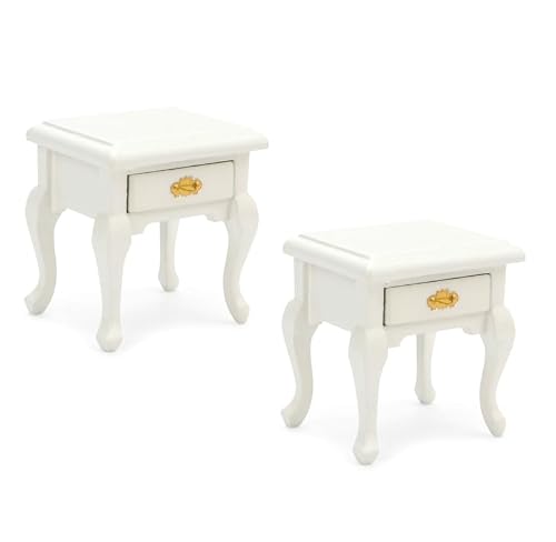 Miniature End Table 2PCS Dollhouse Furniture 1:12 Accessories Wooden Bedroom