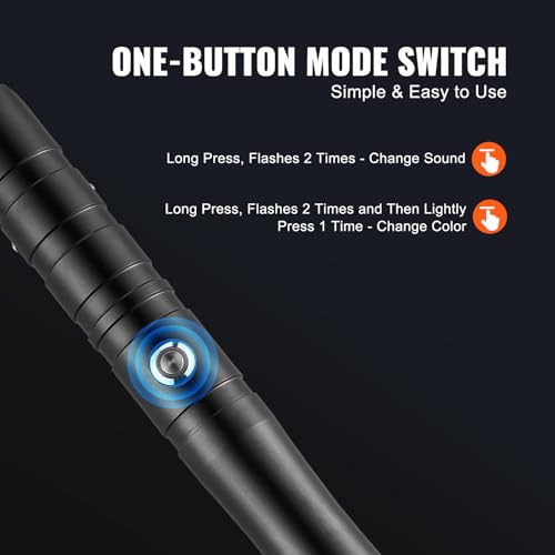 Image of VEVOR Light Sword, 2 Pack Light up Sword with 12 RGB Colors, 4 Sound Modes and Realistic Handle, Rechargeable Toy for Adults and Kids, Christmas Day, Halloween Cosplay, Birthday
