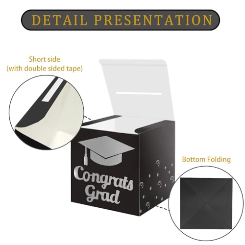 image for Partico Graduation Card Box Holder, Congrats Grad Foldable Cardboard D