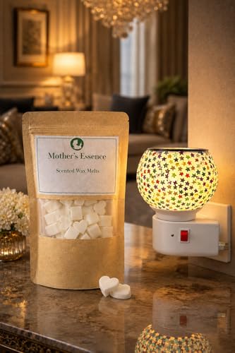 Image of Mother's Essence Ceramic Electric Wax Melt Diffuser | 2-in-1 Bedside Lamp & Aroma Burner | Plug-in Night Lamp for Bedroom & Pooja Room (Sandlewood)