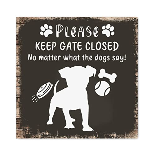 Panneau mural bois Please Keep Gate Closed déco salon Berger Allemand 30cm