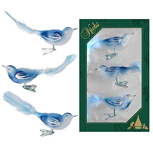 Dekohelden24 Lauschaer Christbaumschmuck - 3er Set Vögel auf Clip, blau, ca. 11 cm. Dekohelden24 Lauschaer Christbaumschmuck - 3er Set Vögel auf Clip, blau, ca. 11 cm.