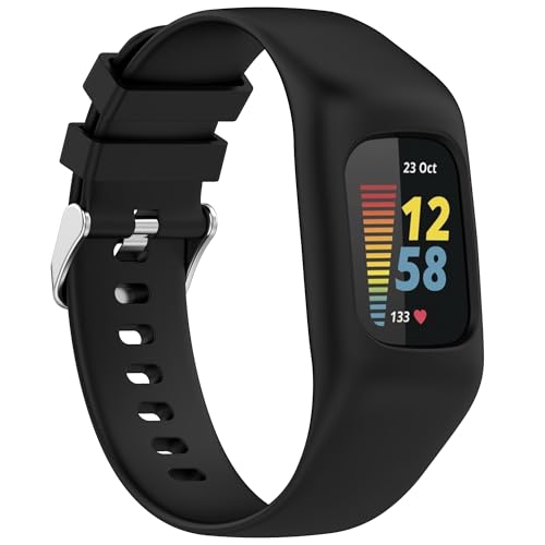 Juaupepo Silicone Sport Band Compatible with Fitbit Charge 6/Charge 5 Band with Case for Soft Silicone Strap with Shatter-Resistant Protective for Charge 5/Charge 4/3 Advanced Fitness Tracker