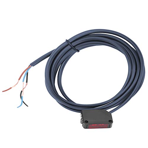 Akozon Interruptor Fotoeléctrico Infrarrojo, Interruptor de Viga Cuadrada de Berma, 12 24 V a Través Sensores Haz con Sensor 1224V Cable Largo para Puertas y Garajes para Automóviles (E3Z-D82)