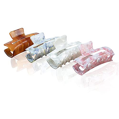Hair Claw Clips,Hair Banana Barrettes for Women Girls Celluloid French Butterfly Jaw Clips Tortoise Shell Grip Pin Teeth Clamp Leopard print Stylish Hair Accessories for Thick or Thin Hair
