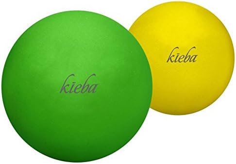 Kieba Massage Lacrosse Balls for Myofascial Release, Trigger Point Therapy, Muscle Knots, and Yoga Therapy. Set of 2 Firm Balls (Green and Yellow)