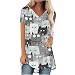 Amdieu Haut Femme Polyester Long Haut Imprimé Péplum Lockeres Leger Chemisier pour Femme Modern L'école Encolure Dégagée Été Manches Courtes