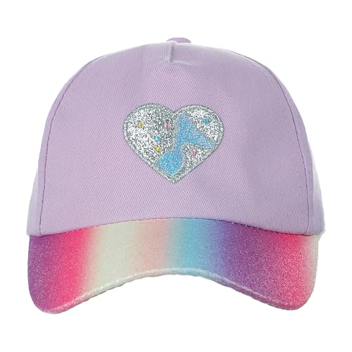 Glitzern Baseball Cap Kinder Mädchen, Süße Baseballkappe mit Herz-Stickerei, UV-Schutz Snapback Trucker Cap Verstellbare Schirmmütze Sport Sonnenhut für Outdoor Sport Freizeit Schule 3-8 Jahre
