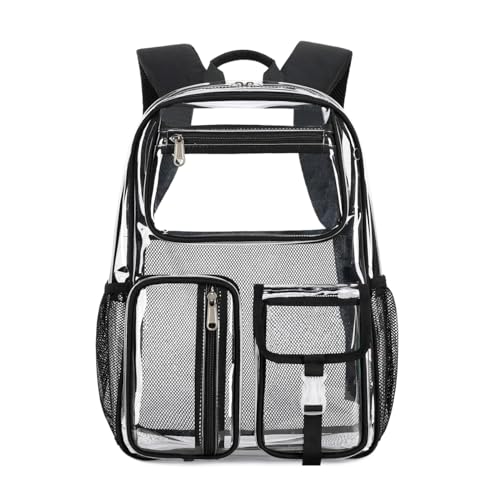 Image of Cusangel Heavy Duty Clear Backpack,16.5 x12 x5inch TPU Large Capacity See Through Backpack for Sport Events,Travel (Black-24PCS)