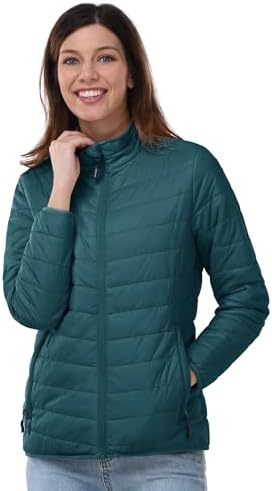 Outdoor Ventures Damen Steppjacke Packbare Leichte Warme Pufferjacke | Wasserabweisend, Gefüttert, Weich, 3 Taschen, Maschinenwäsche, Puffer Jacke, Übergangsjacke, für Wandern Reis