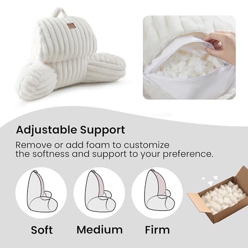 Amélie Home Faux Fur Reading Pillow with Pocket for Sitting in Bed, Kids Backrest Bed Pillow with Washable Cover for Lounging, Watching TV/Reading/Gaming/Resting/Post/Surgery/Nursing, Ivory 17 inches by Amélie Home - Image 8