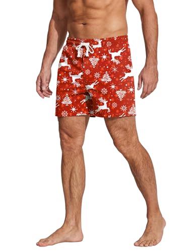 Image of Deyeek 5.5 Inch Mens Pajama Shorts Sleep Cotton Lounge PJ Lightweight Elastic Waist Drawstring Nightwear Bottom with Pockets