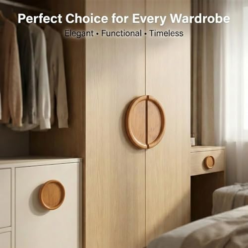 Image of Wooden Wardrobe Handle /Handle for Cabinet /Modern Teak Wood Handle /Door Handle for Wardrobe (6 * 3 Inch) Natural Wood Finish-| 3 Years Warranty |