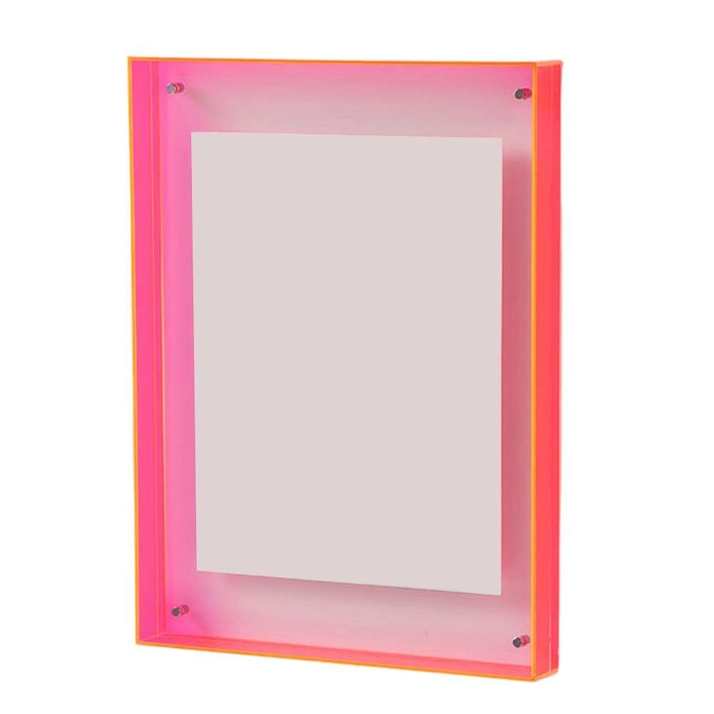 Cadre photo acrylique incassable 16x21 cm rouge fluo pour le mur