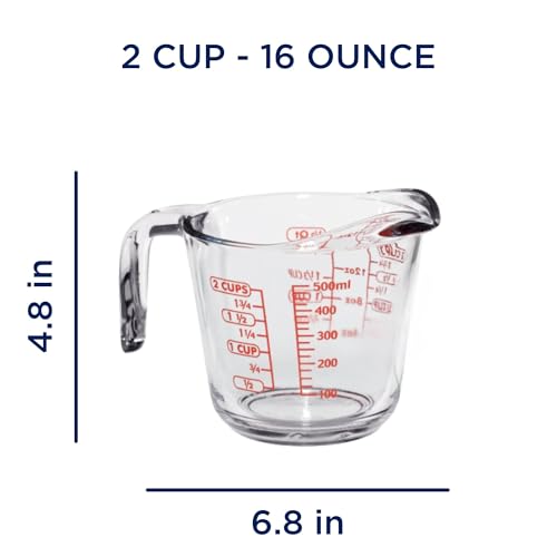 Vaso medidor vidrio 16 oz con pico y mango miniatura 6