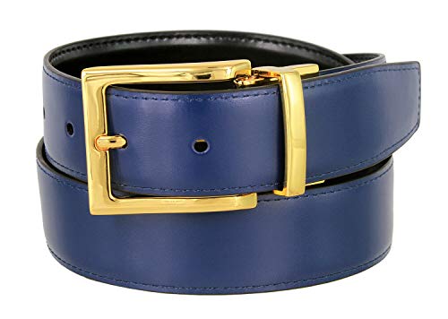 Men's Belt Genuine Leather Reversible Belt Rotated Buckle 1-3/8