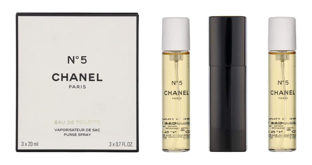 No. 5 by Chanel for Women, Set (Eau De Toilette Spray 0.7 Ounce, Two Eau De Toilette Refills, 0.7 Ounce Each)