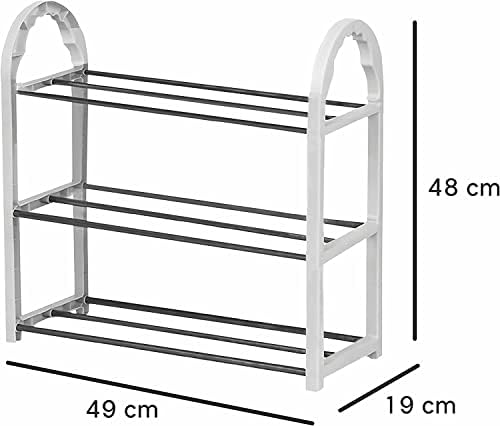 SIGMAPLUS 3 Tier Shoe Rack Organiser | Sturdy Shoe Storage Rack | Heavy Duty Organizer | Lightweight Shoe Shelf | Mini Shoe Rack | For Living Room, Hallway and Cloakroom, Space Saving(White)