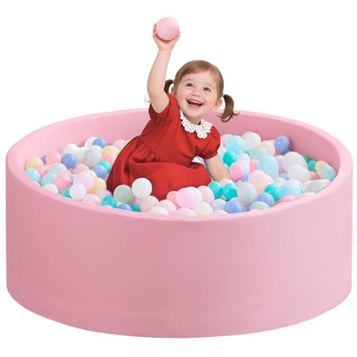 Image of Zedachica Ball Pit for Toddlers 35.43''x11.81 Baby Ball Pits Soft Memory Foam Ball Pit Round Kids Ball Pit Indoor Game Kids Play Ball Pool Ideal Gift for Girls and Boys (Pink, NO Balls)
