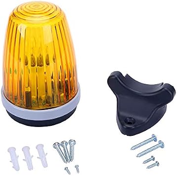 Waterproof Warning Light Signal Flash Alarm Lamp with Installation Accessories for Automatic Sliding Swing Gate Opener System with Yellow Cover110 V AC