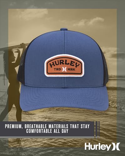Image of Hurley Men's Trucker Hat - Curved Bill Regular Fit Left Coast Baseball Cap for Men - Snap Back Mesh Panel Ball Cap
