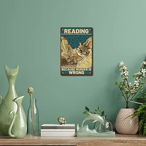 CREATCABIN Metall-Blechschild Mit Katze Aufschrift „Weil Murder Is Wrong Metall-Poster Vintage-Retro-Kunstwand Aufhängen Eisen Malerei Lustige Tiere Für Zuhause Küche Badezimmer Wanddekoration 30x20cm