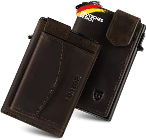 LORZOR Kartenetui mit XXL münzfach für 10+ Münzen, Slim Wallet mit Magnetischer Verschluss, Geldbörse Herren RFID Schutz, Portemonnaie Klein, Portmonee, Geldbeutel Herren Brieftasc