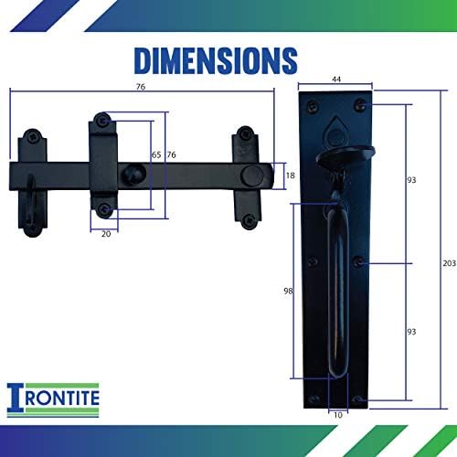 IRONTITE® Suffolk Latch, Garden Gate Latch for Wooden Gates, Ideal Garden Gate & Door Latch for Keeping Gates Shut, Heavy Duty Garden Gate Latches (Black)