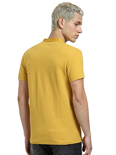Image of Jack & Jones Men's Cotton Blend Henley Style Solid Slim Fit T-Shirt