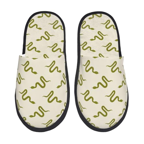 Green Snake Print House Slippers For Women And Men,Soft Slippers With Memory Foam,Non-Slip Indoor Home Shoes