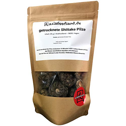 Asiafoodland - getrocknete Shiitake Pilze - wiederverschließbare Packung, 1er Pack (1 x 85 g)
