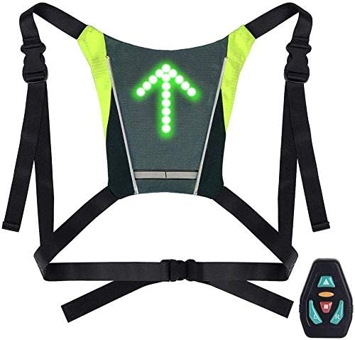 XuyIeY LED Cycling Back Vest, Bicycle Reflective Safety Light and Rechargeable Direction Indicator with 4 Modes by USB, Safety Gear for Cycling Running Walking at Night - Wireless Remote Control