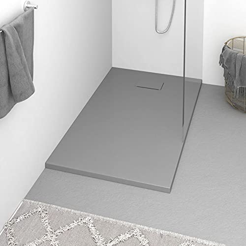 Camerina Plato de Ducha SMC Gris 120x70 cm Plato Duchas Mampara De Ducha Abatible