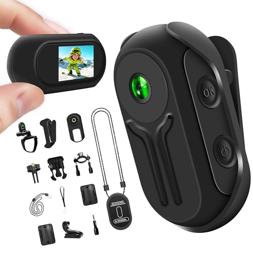 asdazxzx Mini Body Camera 1080P with Display Screen, 2026 Upgraded-Tech Bodycam, Wearable Sports Action Camera, Portable Helmet Cameras, Small POV Camera with 120° Wide-Angle, Multiple Accessories