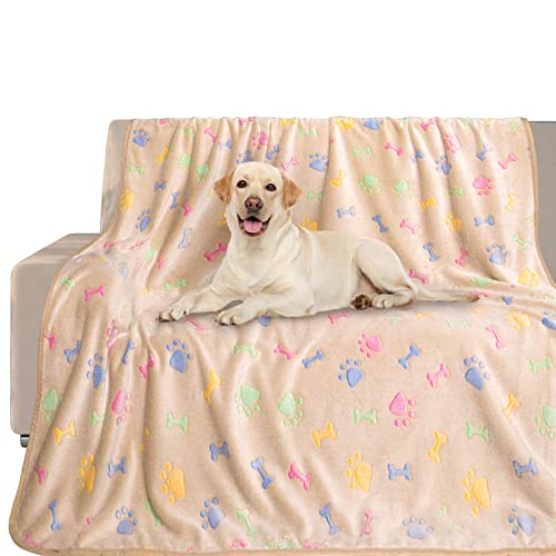 KOGSA Dog Blankets for Large Dogs,Soft Dog Blankets for Medium Dogs,Washable,Cute Paw Print Pet Blankets,Puppy Blanket Mat Cover for Couch,Bed,Crate,Waterproof Dog Throw Blankets(50x60 inch)