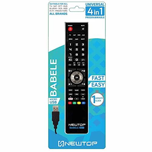 N NEWTOP Telecomando Babele 4in1 Universale per Televisori TV SAT Lettori DVD AUX VCR HDD Hi-Fi Proiettore Programmabile...