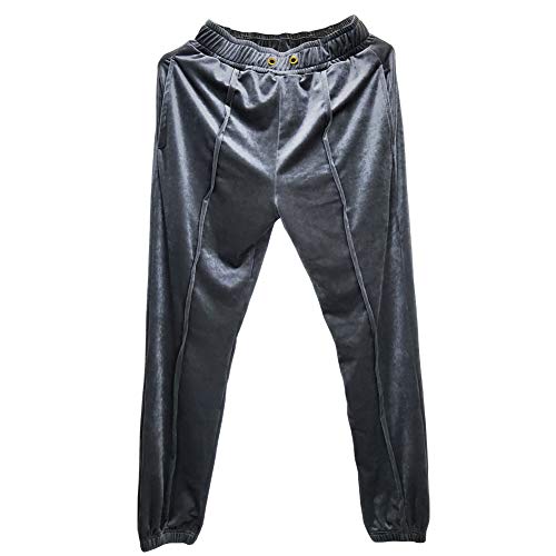 VFIVE UNFOUR Unisex Velvet Velour Running Gym Jogging Pants Grey XXL