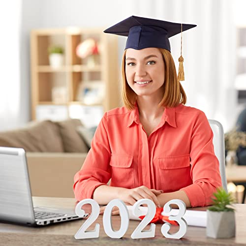 2023 Sign Prop Class Of 2023 Graduation Decorations 2023 Wooden Numbers Block Table Top Freestanding Sign 2023 Number Word Sign Table Decor For Wedding Party Photo Props Decoration (White) #TOP6