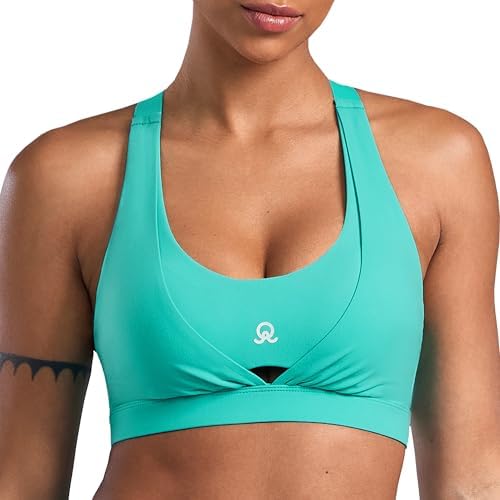 Double Layered High Impact Sports Bras for Women Criss-Cross Back Bras with Sewn in Pads Workout Yoga Tops