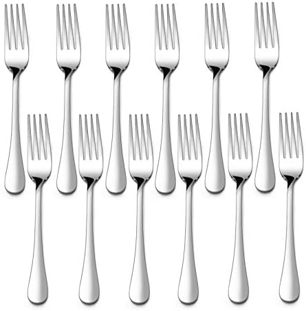 E-far Salad Forks Set of 12, Appetizer Dessert Forks Stainless Steel, Silverware Flatware Small Forks, Mirror Finish, Dishwasher Safe, 6.7-Inch