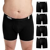 ZAKASA Calzoncillos Boxer Hombre de Algodón: Ropa Interior Talla Grande Bóxer Pierna Larga Transpirable Cómoda Sin Etiqueta 3XL Negro Pack de 4