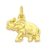 Golden Fire Solid 10k Gold Elephant Microcharm, Mini Cute Animal Charm Good Luck Symbol with Clasp