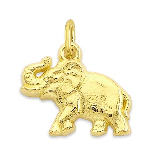 Solid 10k Gold Elephant Microcharm, Mini Cute Animal Charm Good Luck Symbol with Clasp