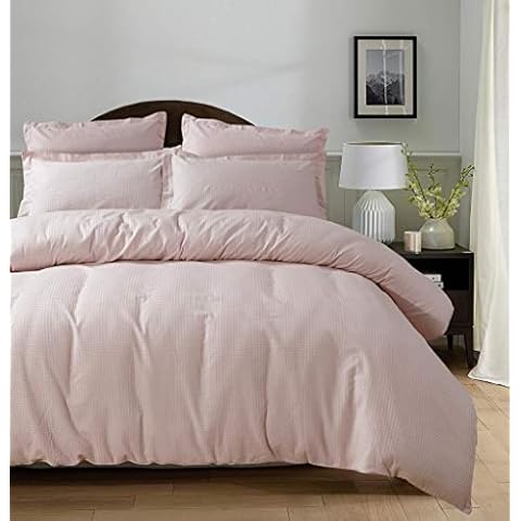 Householdfurnishing 3 Pcs Duvet Quilt Cover Bedding Set 100% Cotton with Pillow Cases (Blush Pink, King) Cover