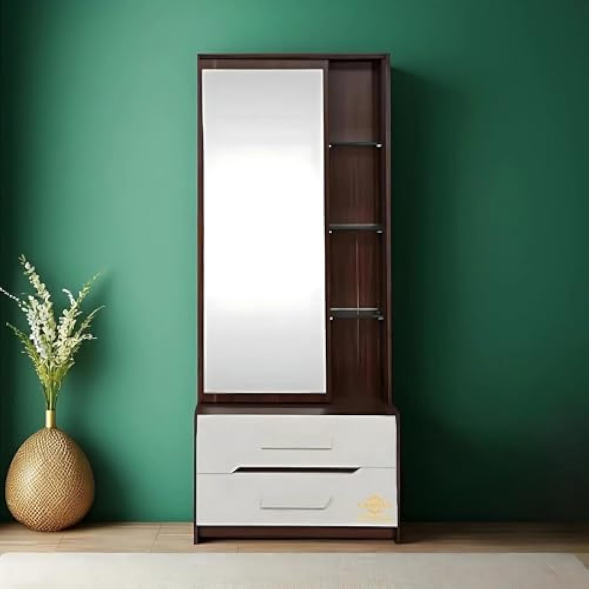 Engineered Wood Single Door Vanity Dressing Table with Mirror