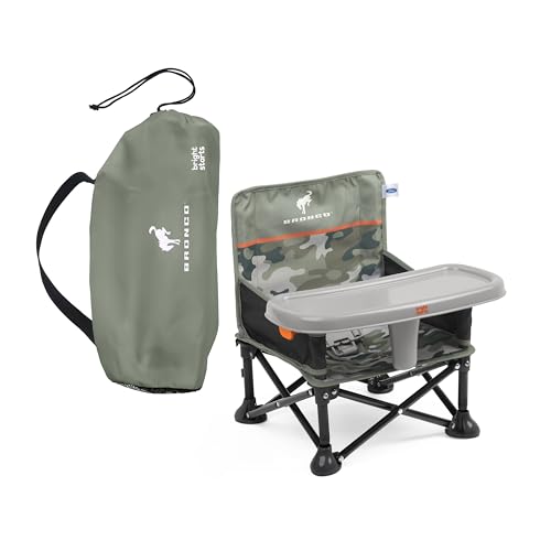 Image of Bright Starts Ford Bronco Pop 'N Sit Portable Booster Chair, Floor Seat, Indoor/Outdoor Use, Compact Fold, Camo Print, 6 Mos - 3 Yrs
