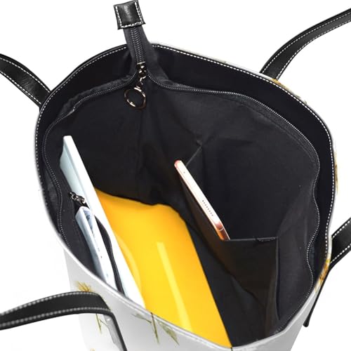 Sac fourre-tout imperméable chic en cuir PU imprimé tournesol