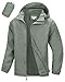33,000ft Wasserdichte Regenjacke für Herren Atmungsaktiv Fahrrad Jacke Leichte Outdoorjacke Windjacke Regenmantel mit Kapuze Grün 2XL