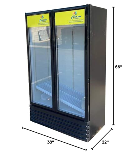 Commercial Refrigerator Glass 2-Door Merchandiser Display Cooler, Beverage Drink Cooler 67"Height Low Profile,ETL NSF Certified, 38 inches width, 21 cuft 110V, Restaurant LC-600 - Image 3