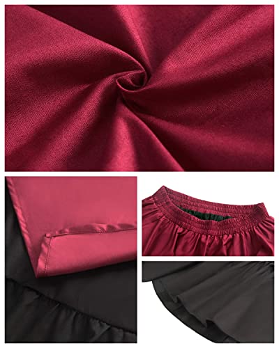 Fiamll Renaissance Kleid Damen Mittelalter Kleidung Damen Kostüme Fasching Kleid Set Rot XXL(Top und Rock)